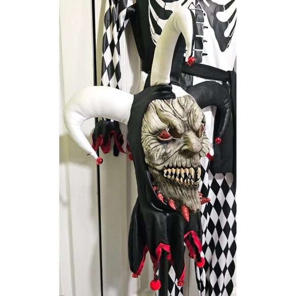 Sinister Jester Skeleton Costume Creepy Scary Killer Horror Halloween Kids MD - Picture 2 of 5